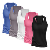 Kit 5 Regatas Femininas Dry Lisa Proteção Uv Academia Treino