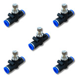 Kit 5 Regulador De Fluxo Pneumático 8mm