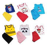 Kit 5 Roupas Personagens Bebê 1 Ano Menina Atacado Revenda