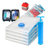 Kit 5 Saco À Vácuo 50x60cm Viagem Mala Organizador Edredom Com Bomba