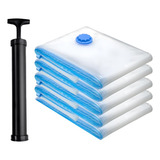 Kit 5 Sacos A Vácuo 50x60cm Com Bomba De Sucção Organizador