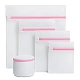 Kit 5 Sacos De Lavar Roupas Delicadas Máquina De Lavar Roupa Cinco Tamanhos Diferentes Com Cestinho Proteção Para Lingeries Peças Finas Fechamento Com Zíper Organizador E Protetor