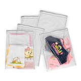 Kit 5 Saquinho Saco Tule Zíper Bebe Maternidade Organizador