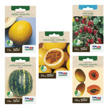 Kit 5 Sementes Frutas Maracujá Mamão Melancia Morango Melão
