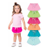 Kit 5 Shorts Bebê Menina 100 Algodão Verão Bermuda Infantil