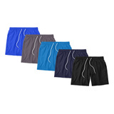 Kit 5 Shorts Masculino Liso Bermuda Tactel Treino Academia