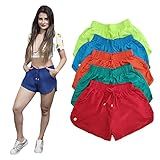 Kit 5 ShortsTactel Feminino Plus Size Liso 2 Bolsos G1 G2 G3 TAMANHO-G1-COR-VARIADAS