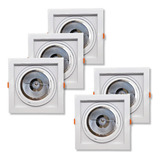 Kit 5 Spot Quadrado Moderno Ar111 Com Led Soquete Gu10 12w