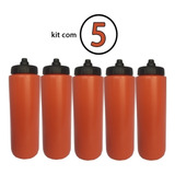 Kit 5 Squeeze Tipo Gatorade 1lt Rythmoon Liso Laranja preto