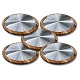 Kit 5 Suportes Bandeja Com Formas De Alumínio 25cm Para Cortar E Servir Pizza