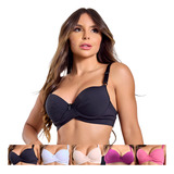 Kit 5 Sutiãs Plus Size Reforçado Cor Lisa Soutien Drapeado