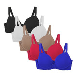 Kit 5 Sutiãs Plus Size Reforçado Cores Lisas Full701