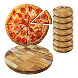 Kit 5 Tabua De Pizza Redonda Grande 32cm Frios Teca Premium