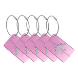 Kit 5 Tags Etiqueta Marcador Mala Viagem C Cabo De Aço Cor Rosa