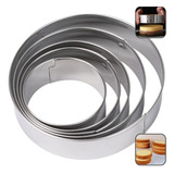 Kit 5 Tamanhos Aro Cortador Bolo Inox Molde Redondo Forma