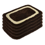 Kit 5 Tapetes Frufru Multiuso 60cmx40cm Decorativos Em Malha Comprimento 60 Cm Cor Marrom caqui Desenho Do Tecido Geométrico Largura 40 Cm