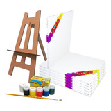Kit 5 Telas P Pintura 30x40 Cavalete 06 Tintas Pincel