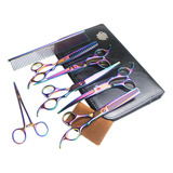 Kit 5 Tesouras Pet Shop Profissionais Banho Tosa 7 Polegadas