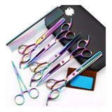 Kit 5 Tesouras Petshop Profissionais Banho Tosa 7 Polegadas