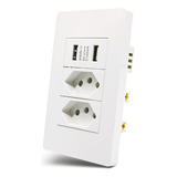 Kit 5 Tomada Parede 2 Entradas Usb Carregador Universal Tm01 Cor Branco Zpl Duo