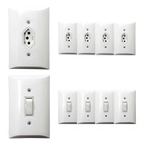 Kit 5 Tomadas Simples 10a 5 Interruptores Simples 1 Tecla Cor Branco