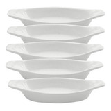 Kit 5 Travessinha Lasanha Alta Porcelana Refratário