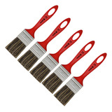 Kit 5 Trincha Simples Para Pintura Vermelho 1 1 2