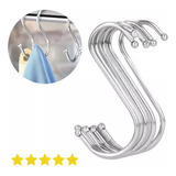 Kit 5 Un Ganchos Tipo S Aço Inox Suporte Utensílios Multiuso