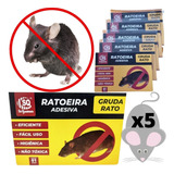 Kit 5 Unidades Ratoeira Adesiva Cola Pega Rato Pragas Visgo