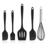 Kit 5 Utensílios Cozinha Silicone Espátula Fue Pincel