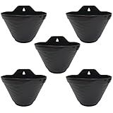 Kit 5 Vasos De Parede Para Plantas Plástico Jardim Vertical -20x13- Preto-