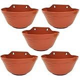 Kit 5 Vasos De Parede Para Plantas Plástico Jardim Vertical 28x18 Terracota 