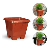 Kit 5 Vasos Quadrado De Plástico Pote Preto Resistente 16l