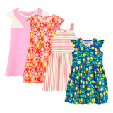 Kit 5 Vestidos Infantis Estampado Roupa De Menina Atacado