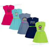 Kit 5 Vestidos Manga Curta Verão Tam 10 Ao 16 Atacado