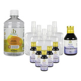 Kit 5 Vidros 100ml C Válv 5 Essências 20ml Base 400ml