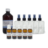 Kit 5 Vidros 100ml C Válv 5 Essências 20ml Base 500ml