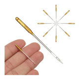 Kit 50 Agulha Máquina Costura Doméstica Cabo Dourado Ouro