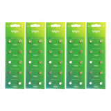Kit 50 Baterias Pilhas Alcalina Lr626 1 5v 5 Cartela Elgin