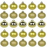 KIt 50 BOLAS DE NATAL 6CM FOSCA BRILHANTE GLITTER DOURADA 