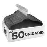 Kit 50 Cabides Veludo De Roupa Antideslizante Slim Adulto Cor Cinza