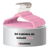 Kit 50 Cabides Veludo Infantil Rosa