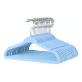 Kit 50 Cabides Veludo Infantil Slim Ultrafino Azul Bebe Toaninni