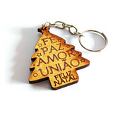 Kit 50 Chaveiros Lembrancinha Mdf Árvore De Natal Papai Noel