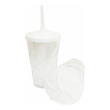 Kit 50 Copo Twister 300ml Com Tampa E Canudo Cor Transparente