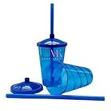 Kit 50 Copos Twister Com Tampa E Canudo AZUL ROYAL 