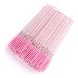 Kit 50 Escovinhas Descartáveis Cílios Iconica Cor Rosa Espessura 25 Mm Tipo De Curvatura C