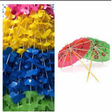 Kit 50 Itens Colares Havaiano Palitos Enfeites Guarda chuva