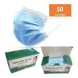 Kit 50 Máscara Caixa Descartável Tripla C Filtro Meltblown Cor Azul turquesa
