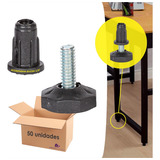 Kit 50 Pé Sapata Nivelador Regulável 1 4 24mm Com Bucha